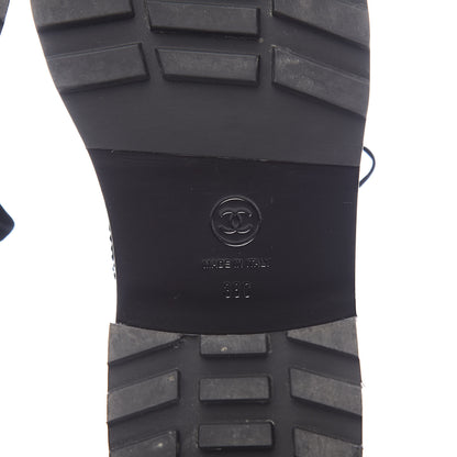 Chanel Calfskin Velvet Pearl Combat Short Boots 38 Black 6 of 8