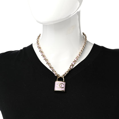 Chanel Metal Lambskin Chain CC Lock Choker Necklace Lilac 2 of 9