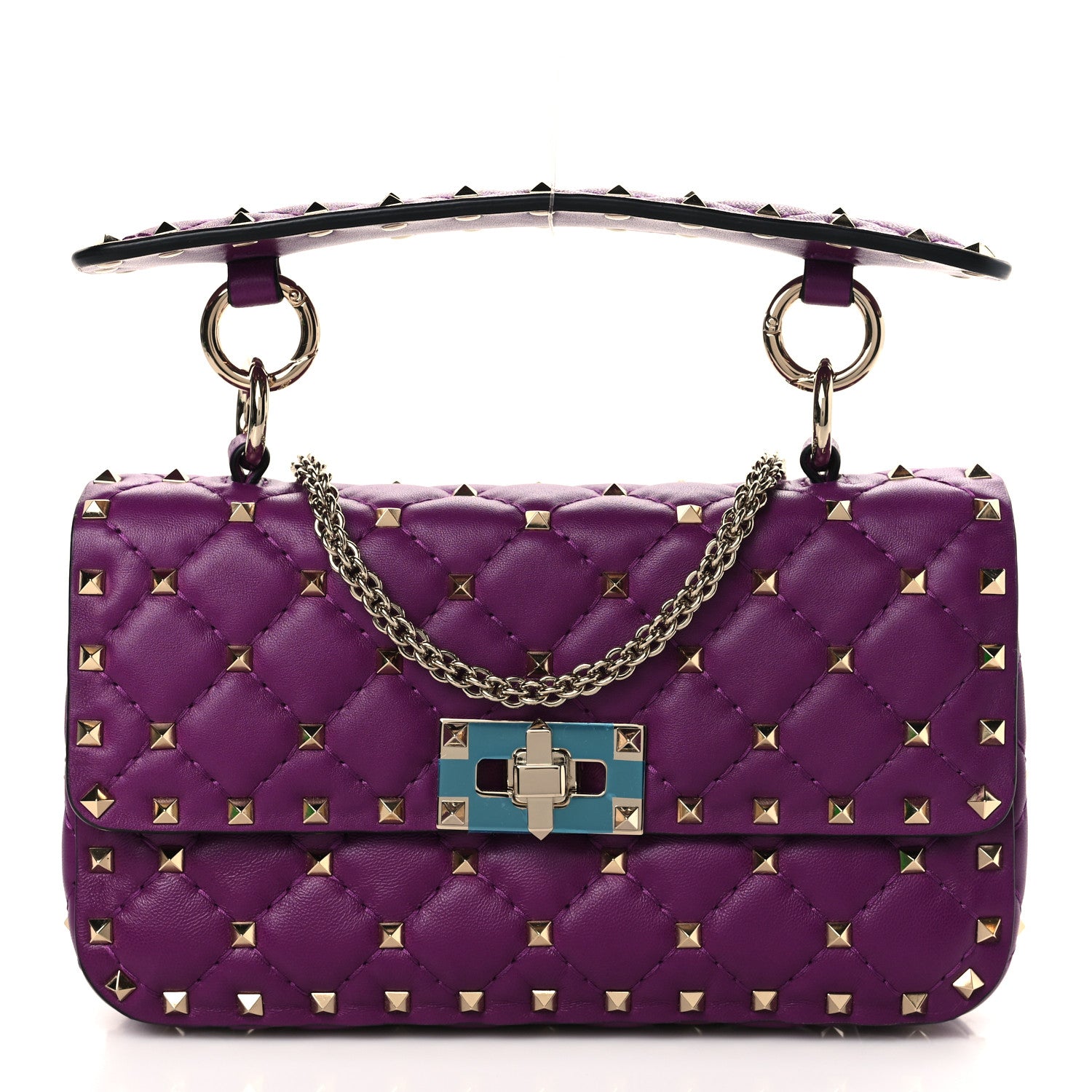 Valentino Garavani Nappa Small Rockstud Spike Shoulder Bag Prune 1 of 8