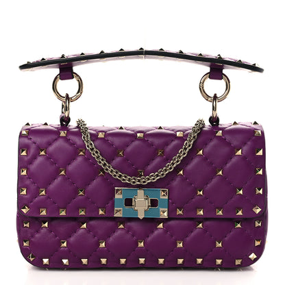 Valentino Garavani Nappa Small Rockstud Spike Shoulder Bag Prune 1 of 8
