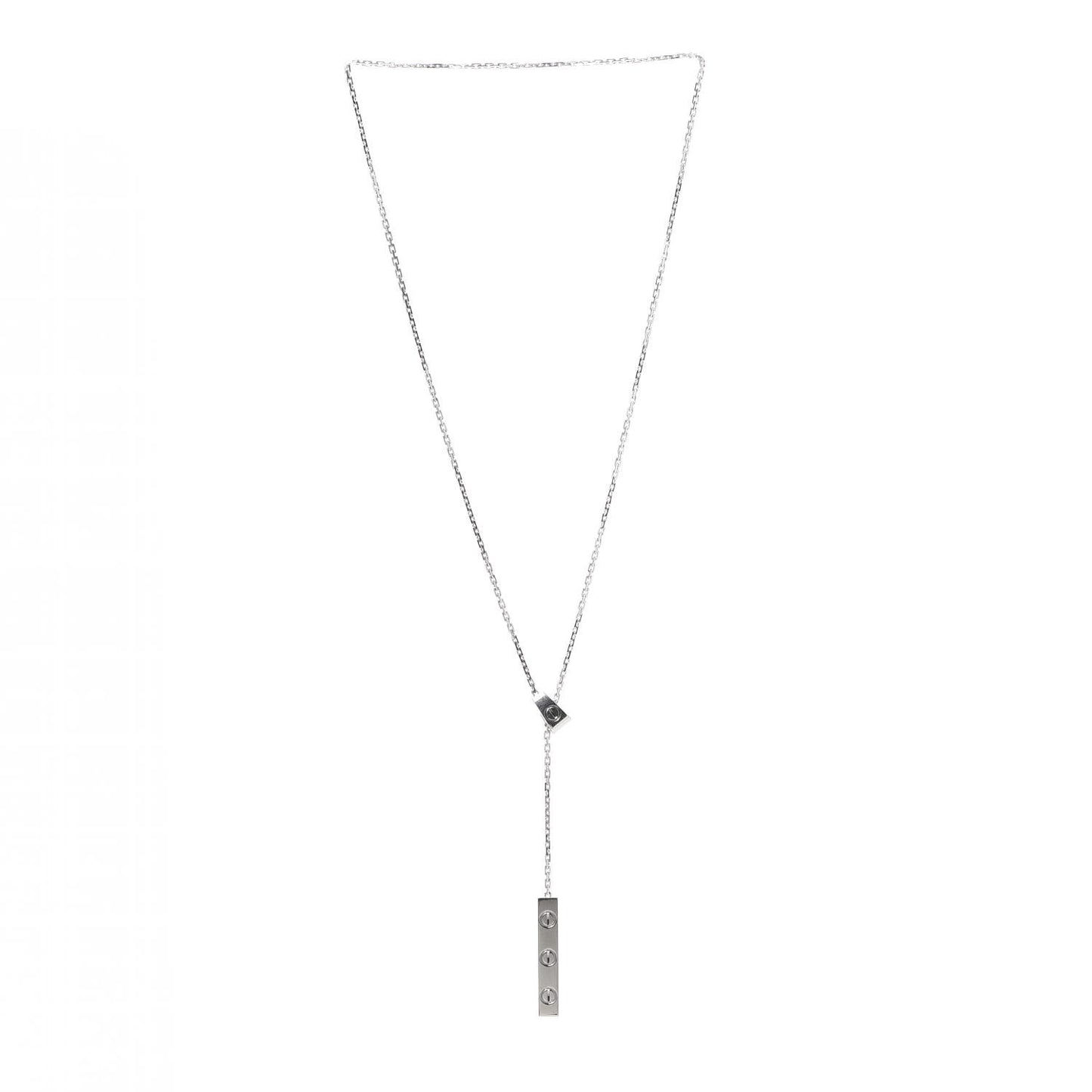 18K White Gold LOVE Lariat Necklace