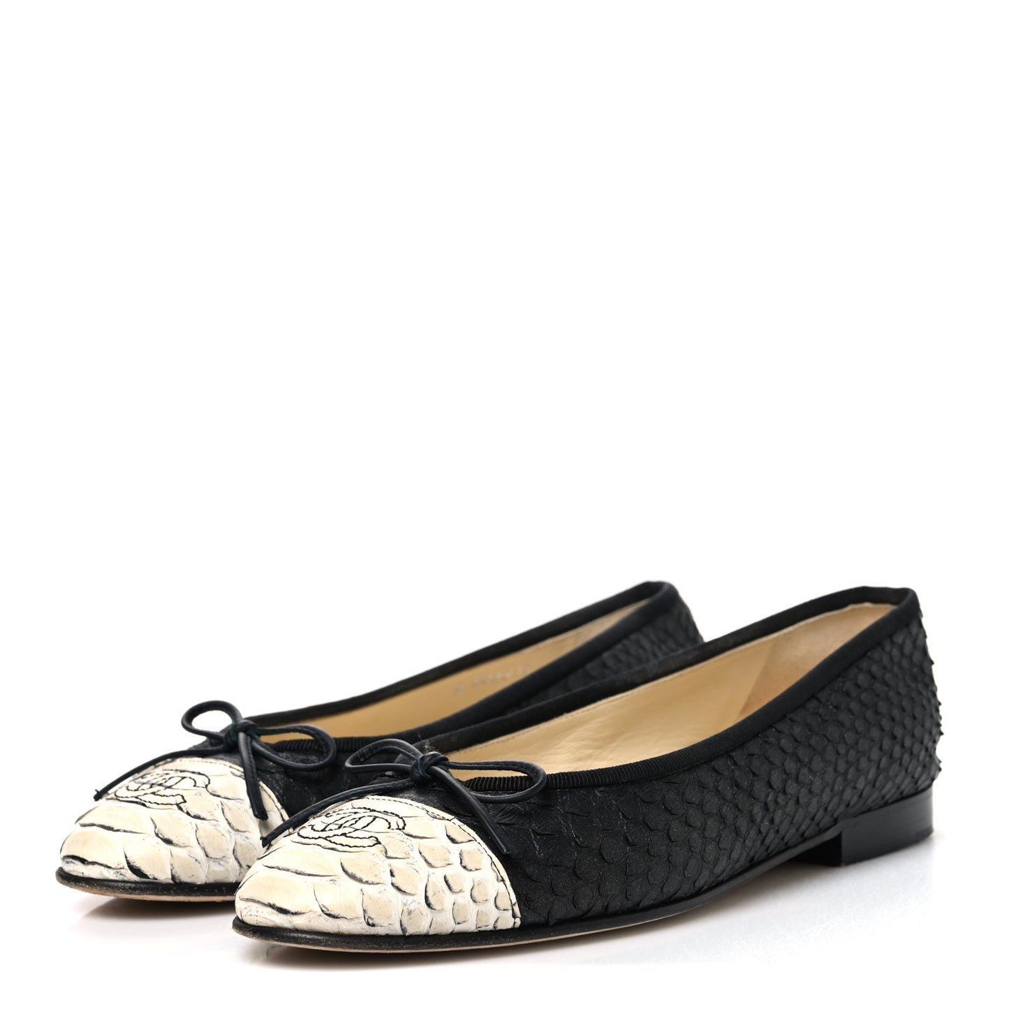Glitter Snakeskin CC Cap Toe Ballerina Flats 37 Black White