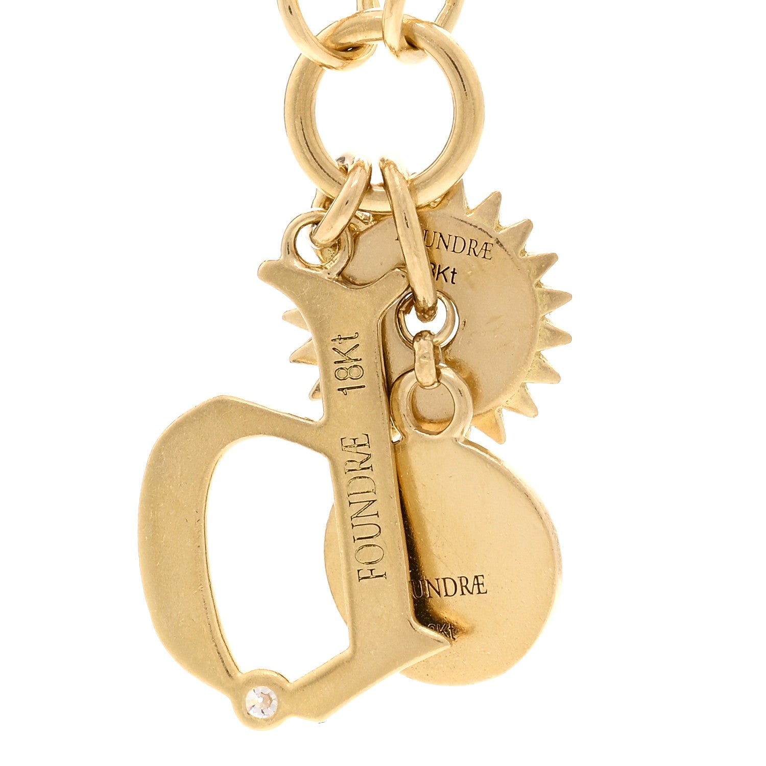 Foundrae 18K Yellow Gold Diamond Enamel Blossom Disc Letter Belcher Chain Necklace 4 of 4