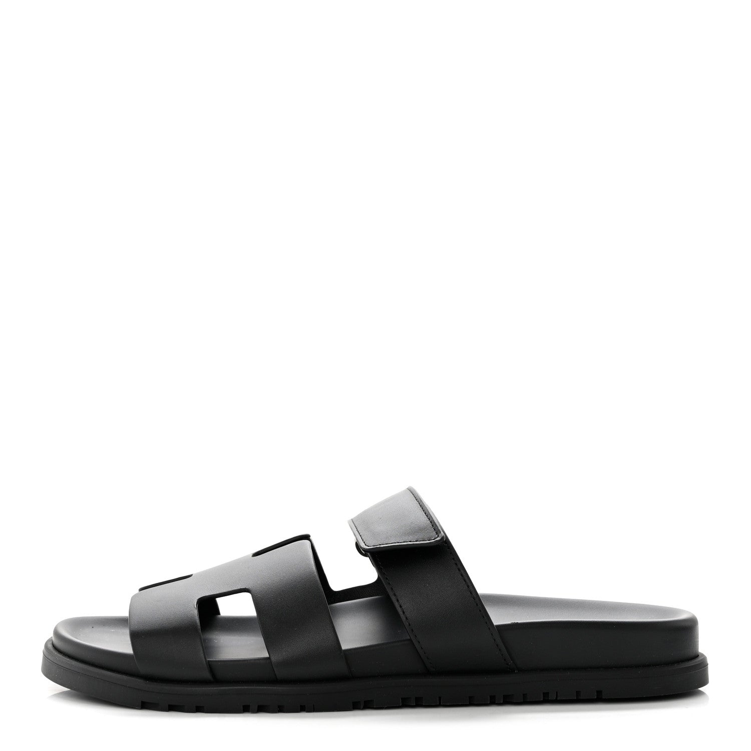 Hermes Calfskin Womens Chypre Sandals 40.5 Black 1 of 9