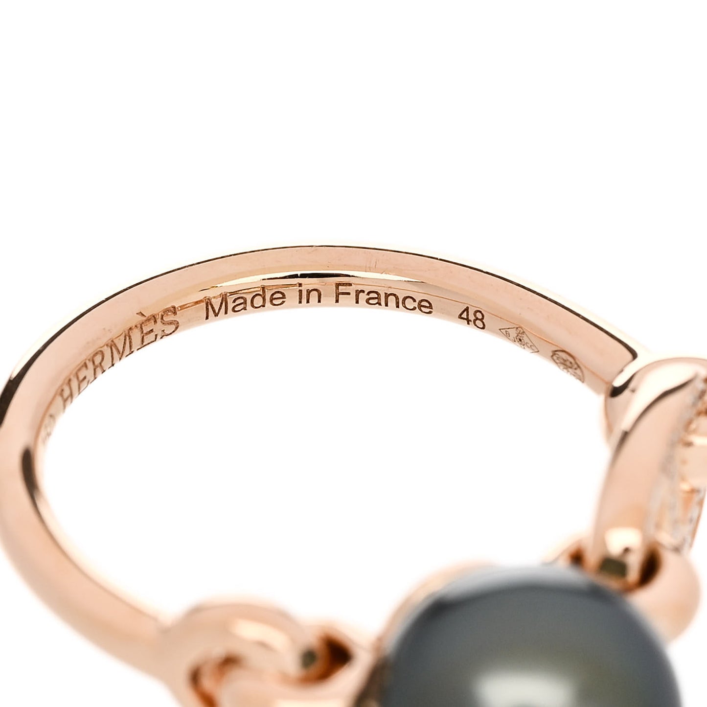 18K Rose Gold Diamond Tahitian Pearl Albertine Ring 48 4.5