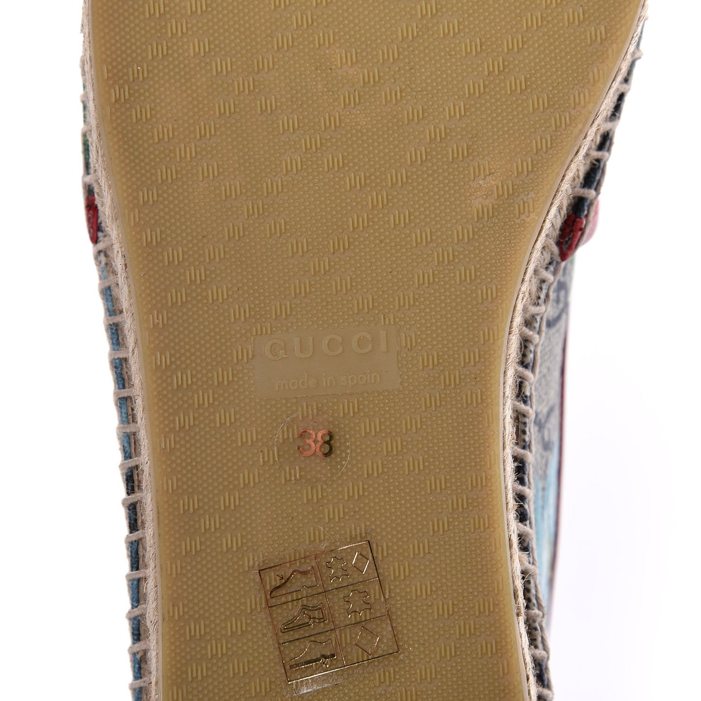 GG Supreme Monogram Blooms Espadrilles 38 Beige Blue Navy Hibiscus Red