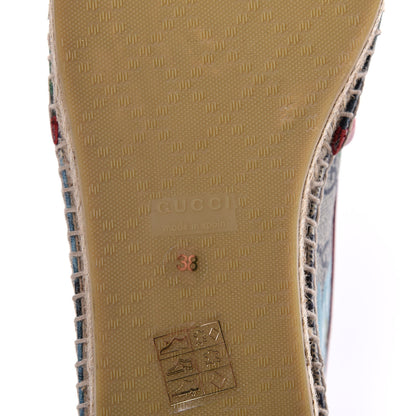 Gucci GG Supreme Monogram Blooms Espadrilles 38 Beige Blue Navy Hibiscus Red 6 of 11