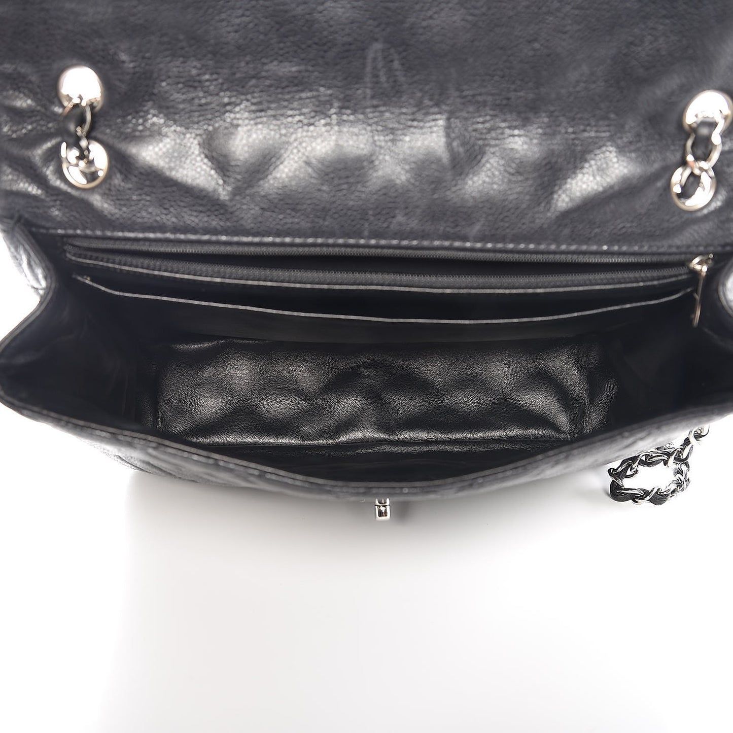 Washed Caviar Quilted Maxi Single Flap Black