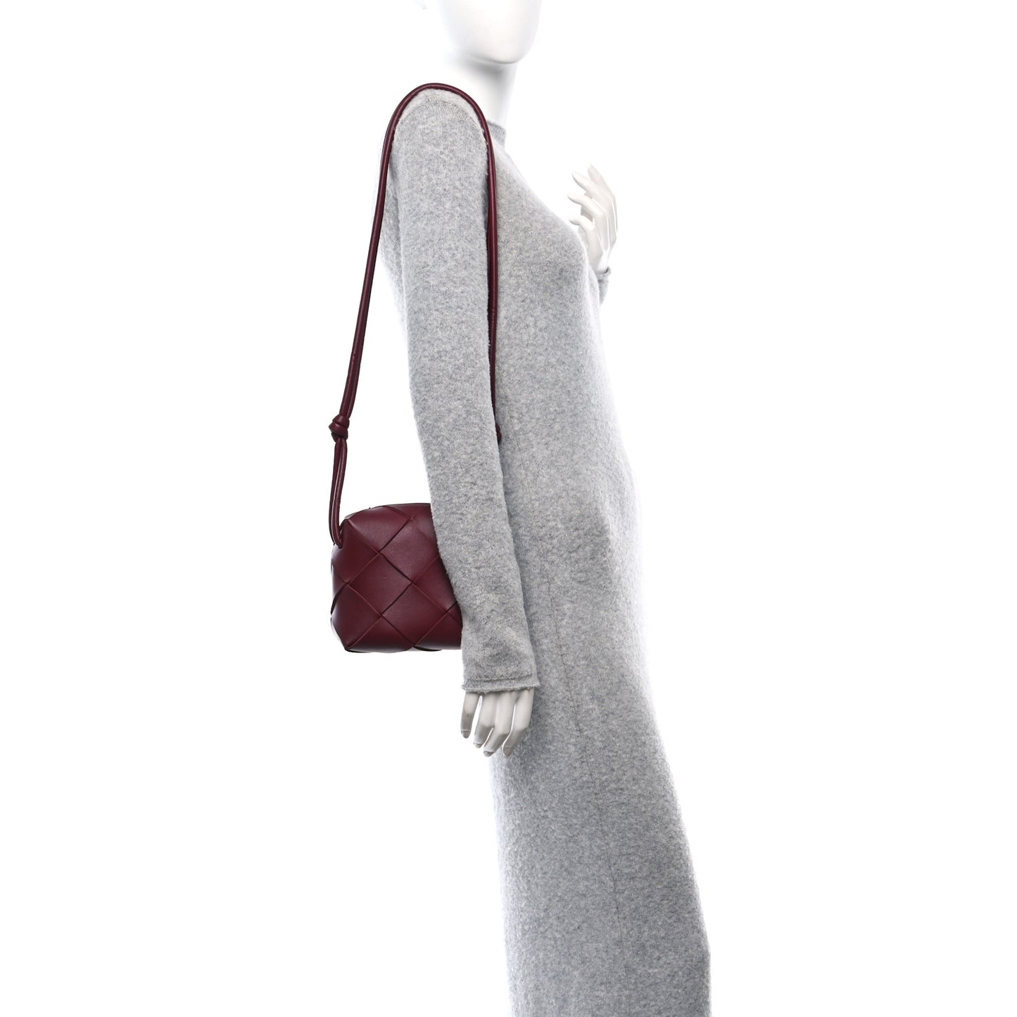 Lambskin Maxi Intrecciato Mini Cassette Camera Bag Bordeaux