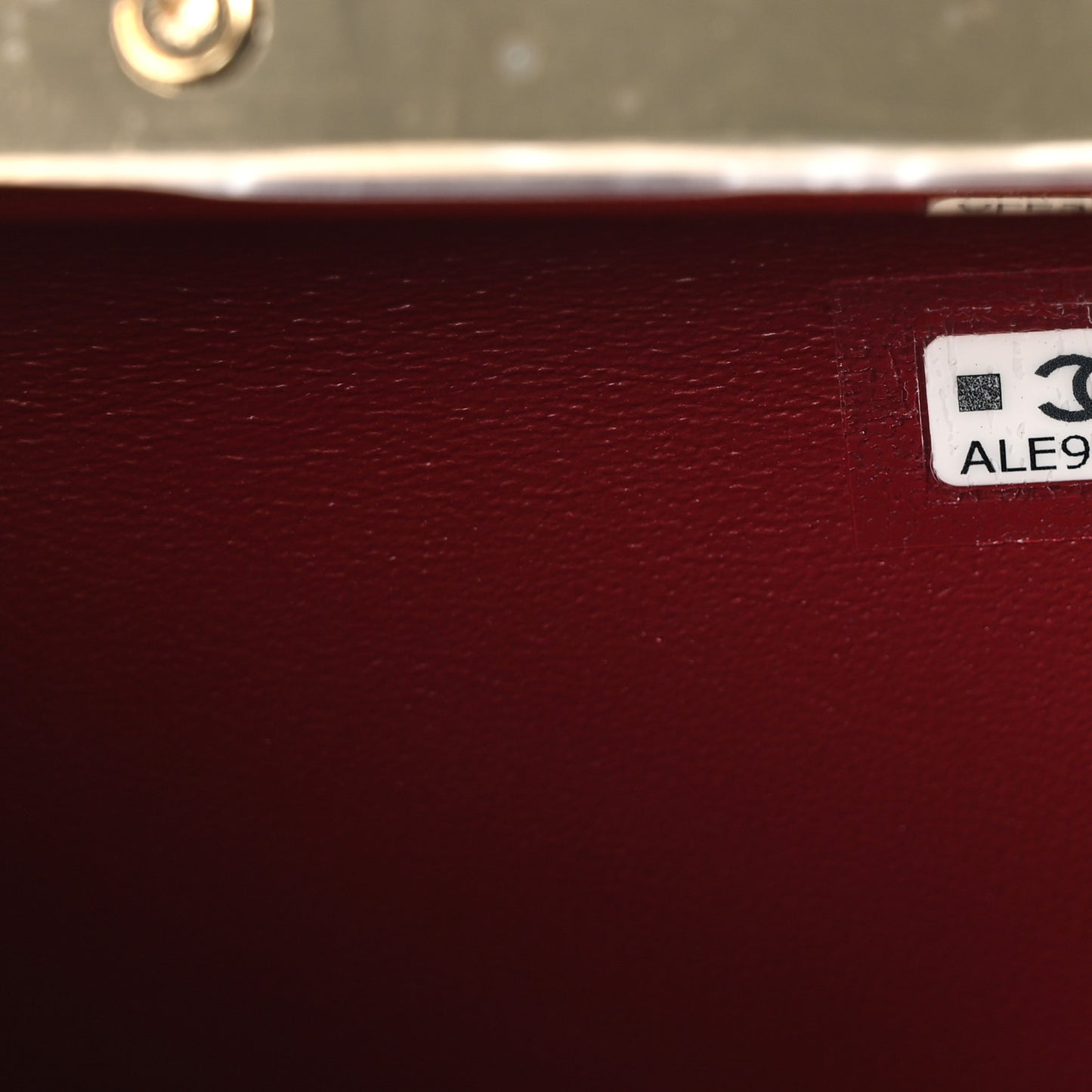 Calfskin Crocodile Embossed Pretty CC Clutch With Strap Burgundy