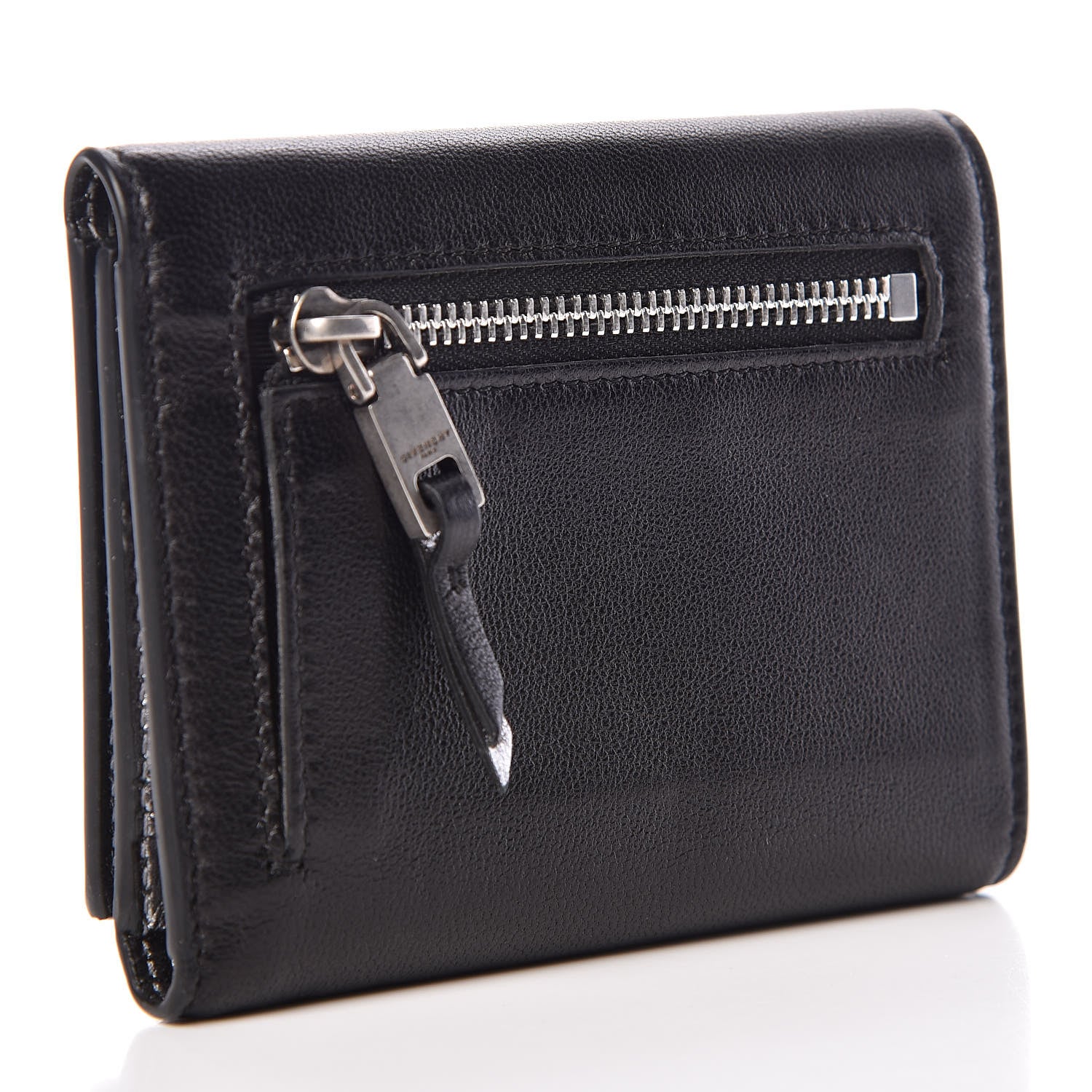 Givenchy Lambskin Logo Emblem Tri-Fold Wallet Black 3 of 9