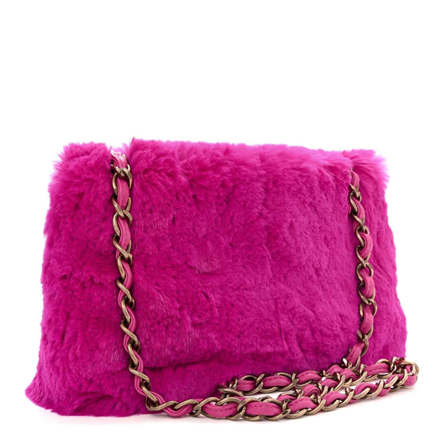 Chanel Rabbit Fur Shoulder Bag Fuchsia 3 of 11