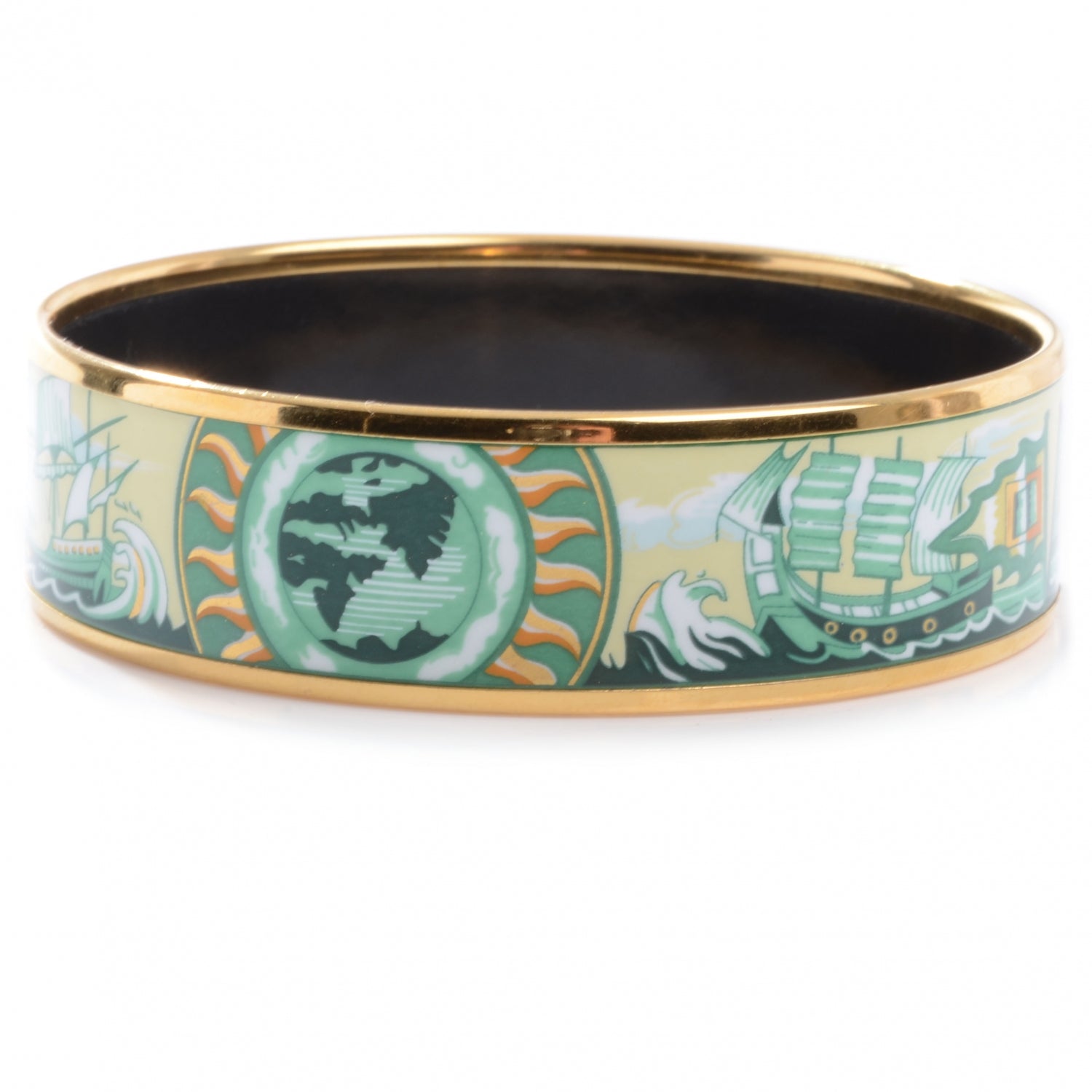 Hermes Enamel Printed Wide Sailing Ships Bracelet 65 4 of 4