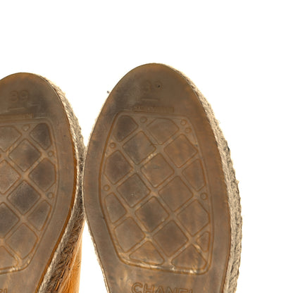 Chanel Laminated Lambskin Grosgrain CC Espadrilles 39 Gold Black 5 of 8