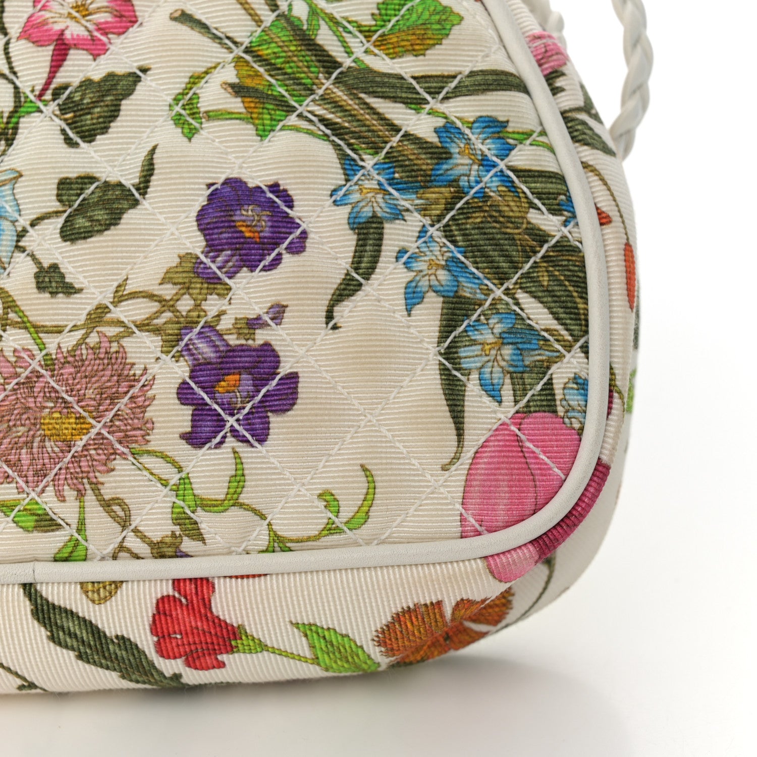 Gucci Canvas Flora Floral Trapuntata Mini Zumi Dome Shoulder Bag White 14 of 15