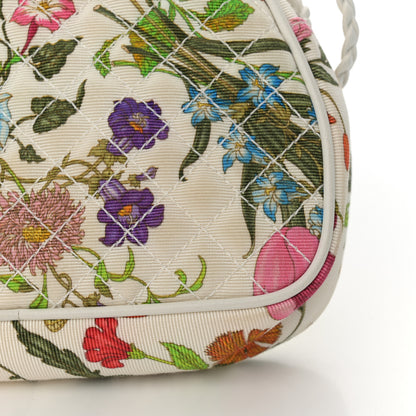 Gucci Canvas Flora Floral Trapuntata Mini Zumi Dome Shoulder Bag White 14 of 15