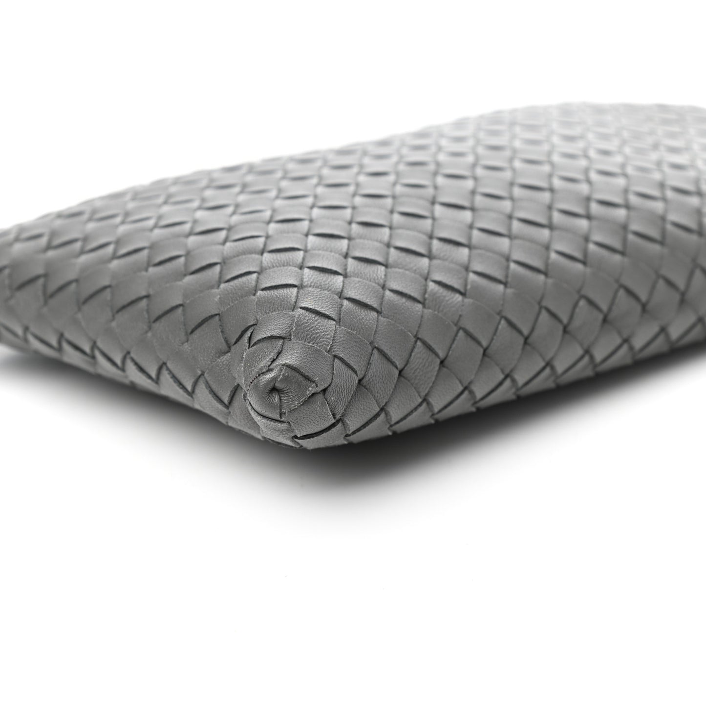 Nappa Intrecciato Flat Zip Biletto Pouch Light Grey