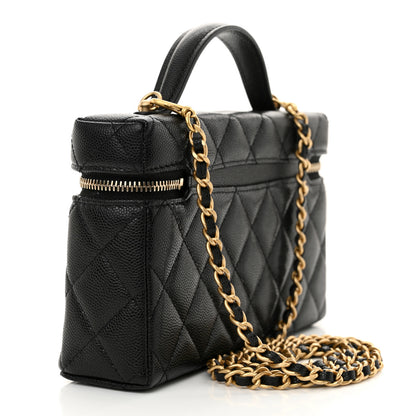Chanel Caviar Quilted Top Handle Clutch With Chain Black 3 of 11