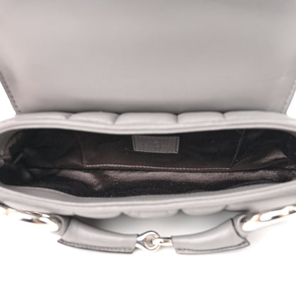 Gucci Nappa Vertical Matelasse Small Maxi Horsebit Chain Shoulder Bag Gray 5 of 14
