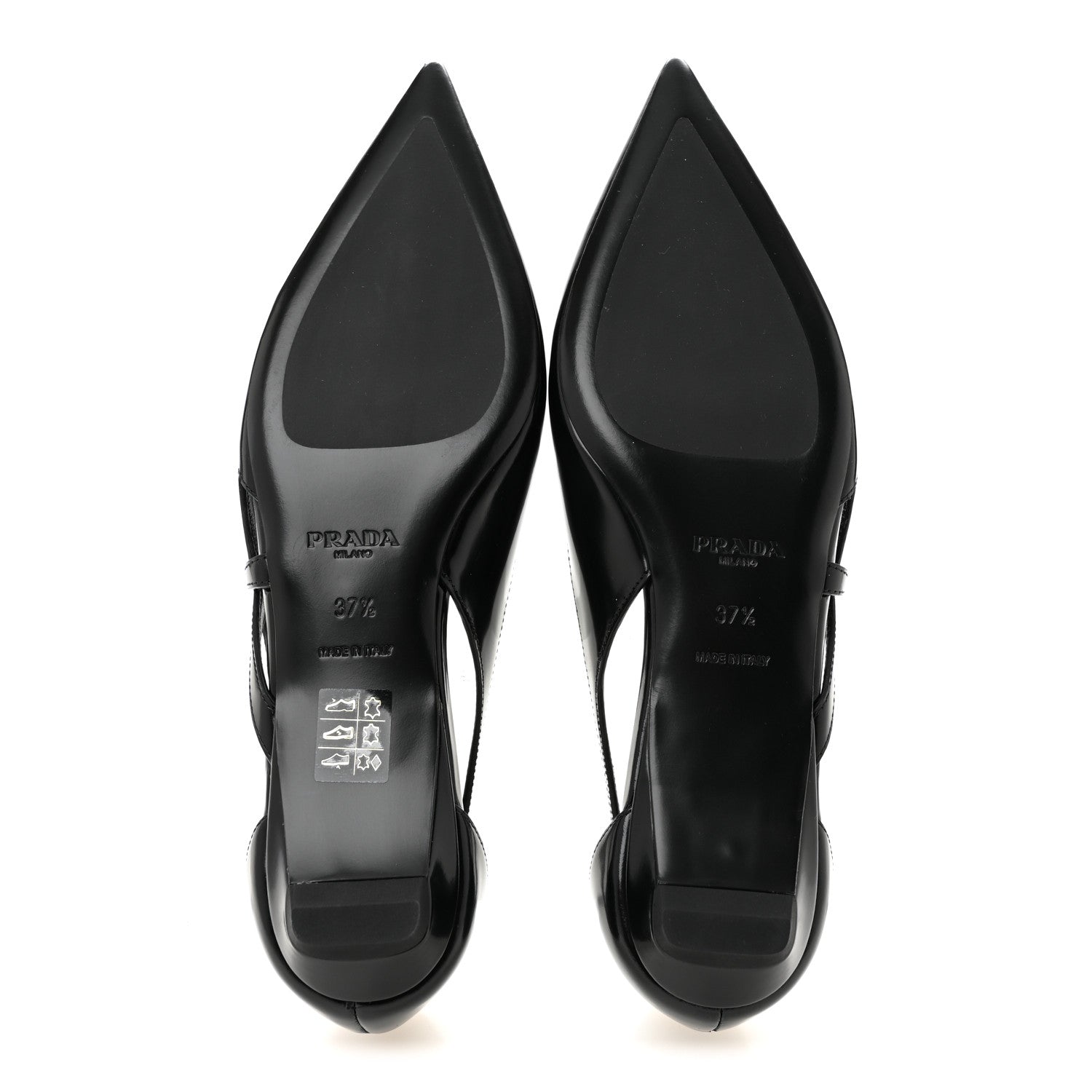Prada Spazzolato Cut Out Ballerina Flats 37.5 Black 6 of 8