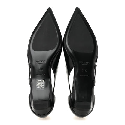 Prada Spazzolato Cut Out Ballerina Flats 37.5 Black 6 of 8