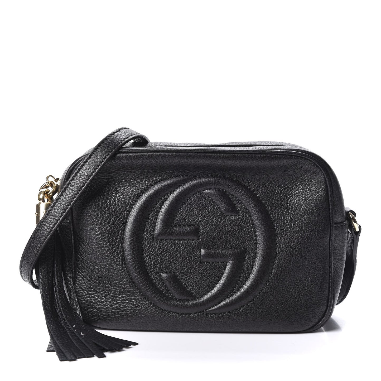 Pebbled Calfskin Small Soho Disco Bag Black
