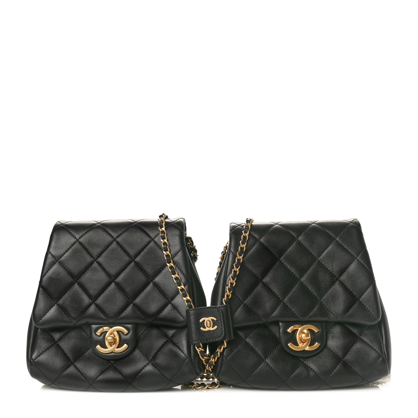Lambskin Pearl Quilted Side Packs Black