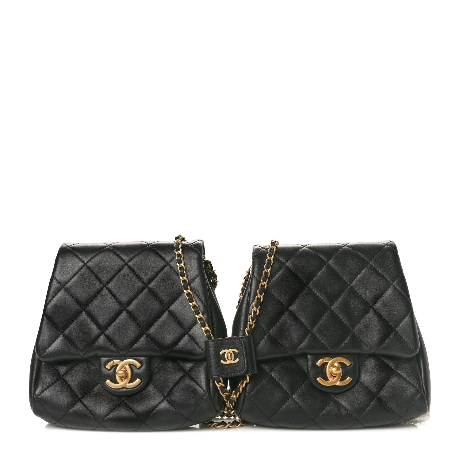 Chanel Lambskin Pearl Quilted Side Packs Black 1 of 9