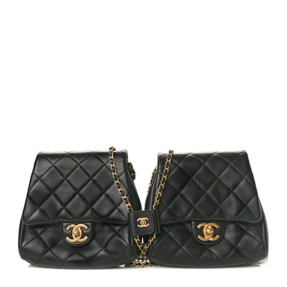 Chanel Lambskin Pearl Quilted Side Packs Black 1 of 9