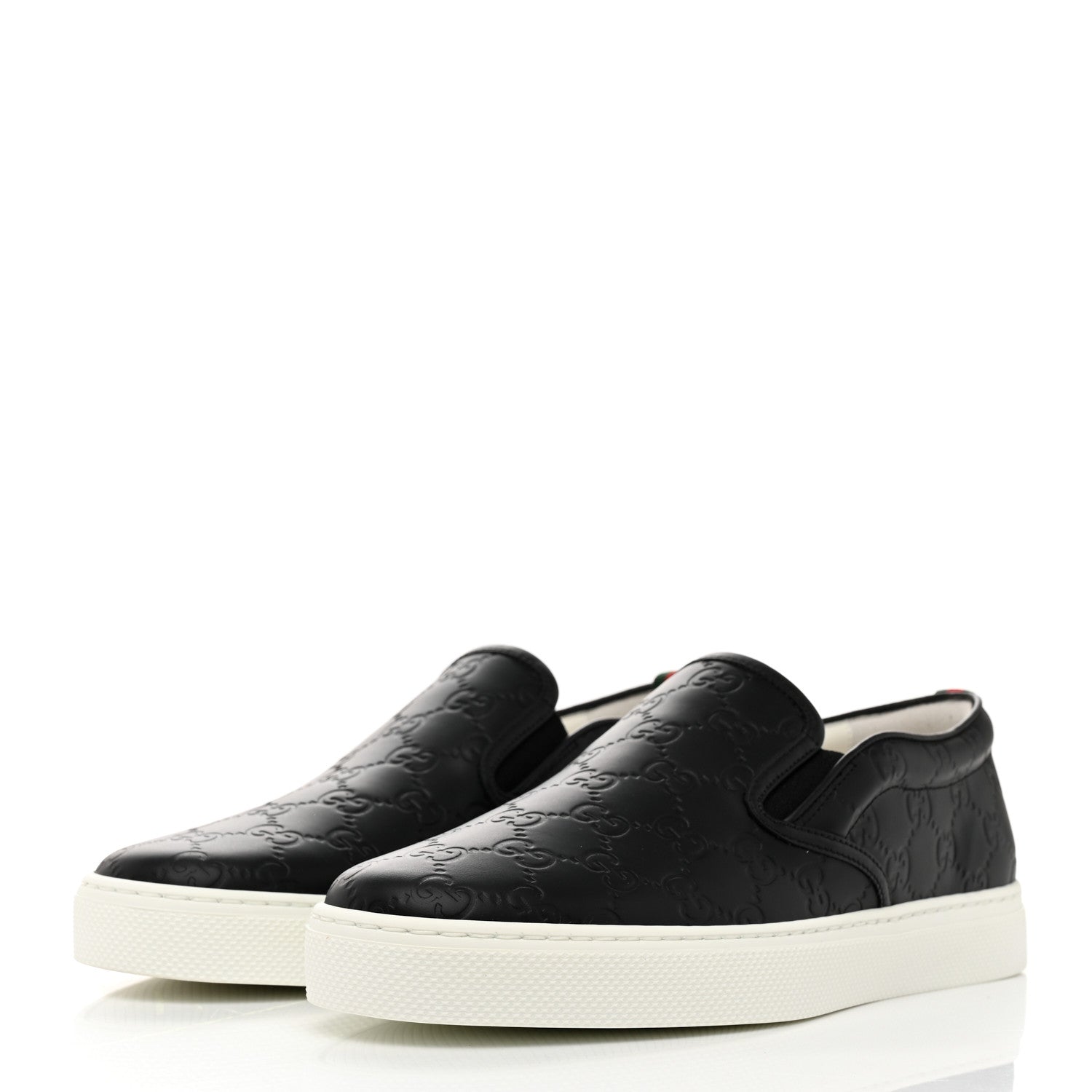Gucci Calfskin GG Monogram Embossed Perforated Mens Dublin Slip On Sneakers 8 Black 3 of 9
