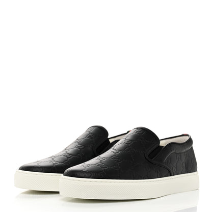 Gucci Calfskin GG Monogram Embossed Perforated Mens Dublin Slip On Sneakers 8 Black 3 of 9