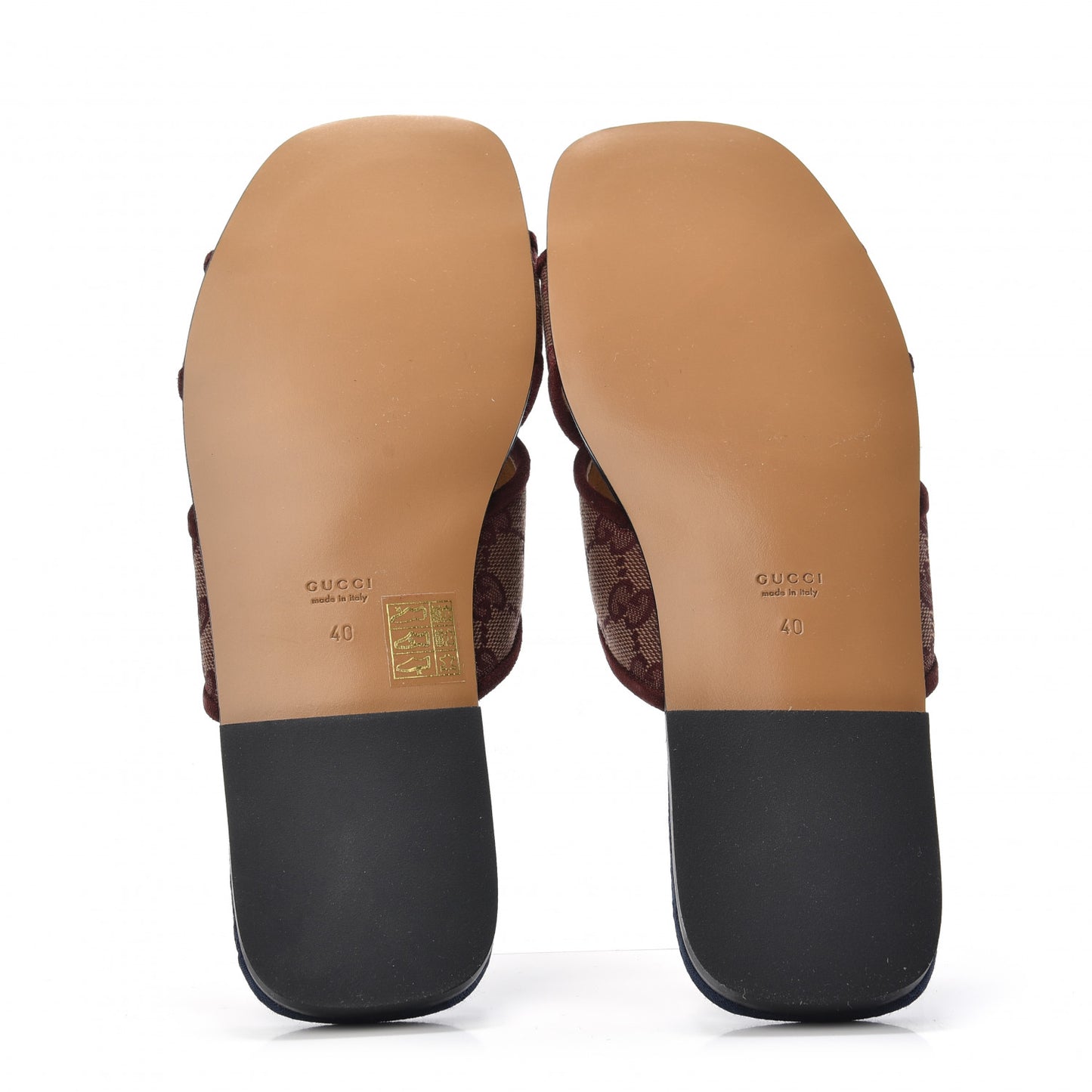 Canvas GG Monogram Womens Criss Cross Slide Sandals 40 Sahara Rubino Chardonnay