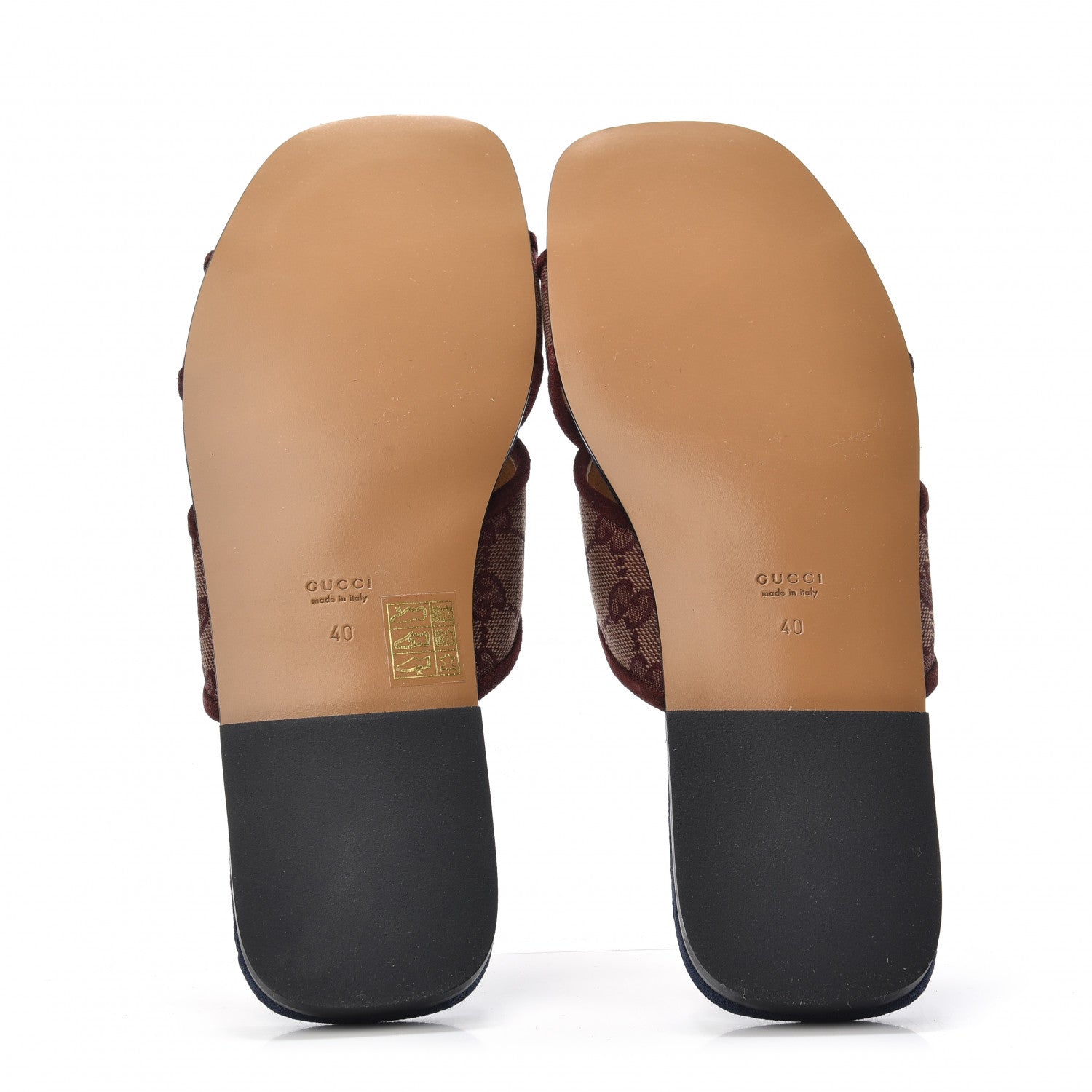 Gucci Canvas GG Monogram Womens Criss Cross Slide Sandals 40 Sahara Rubino Chardonnay 4 of 7