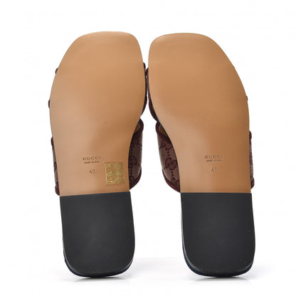 Gucci Canvas GG Monogram Womens Criss Cross Slide Sandals 40 Sahara Rubino Chardonnay 4 of 7