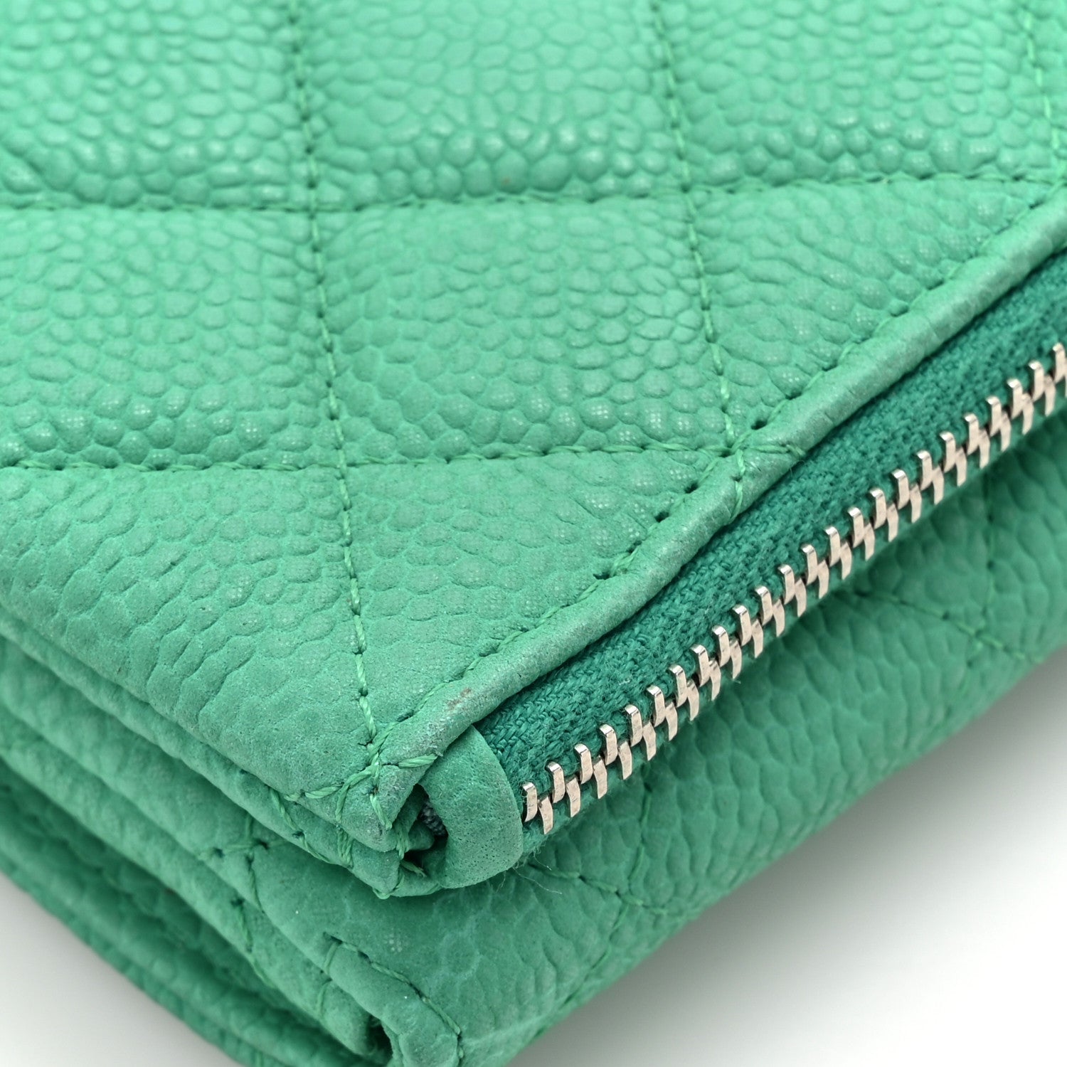 Chanel Iridescent Caviar Quilted Flap Zip Card Holder Green 11 of 13
