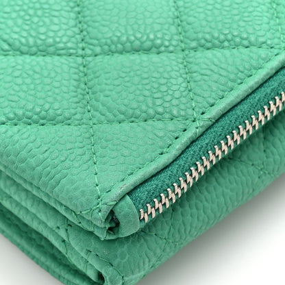 Chanel Iridescent Caviar Quilted Flap Zip Card Holder Green 11 of 13