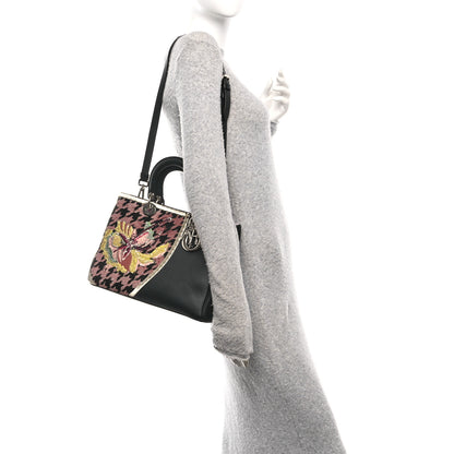 Christian Dior Smooth Calfskin Sequin Houndstooth Embroidered Medium Diorissimo Black 2 of 11