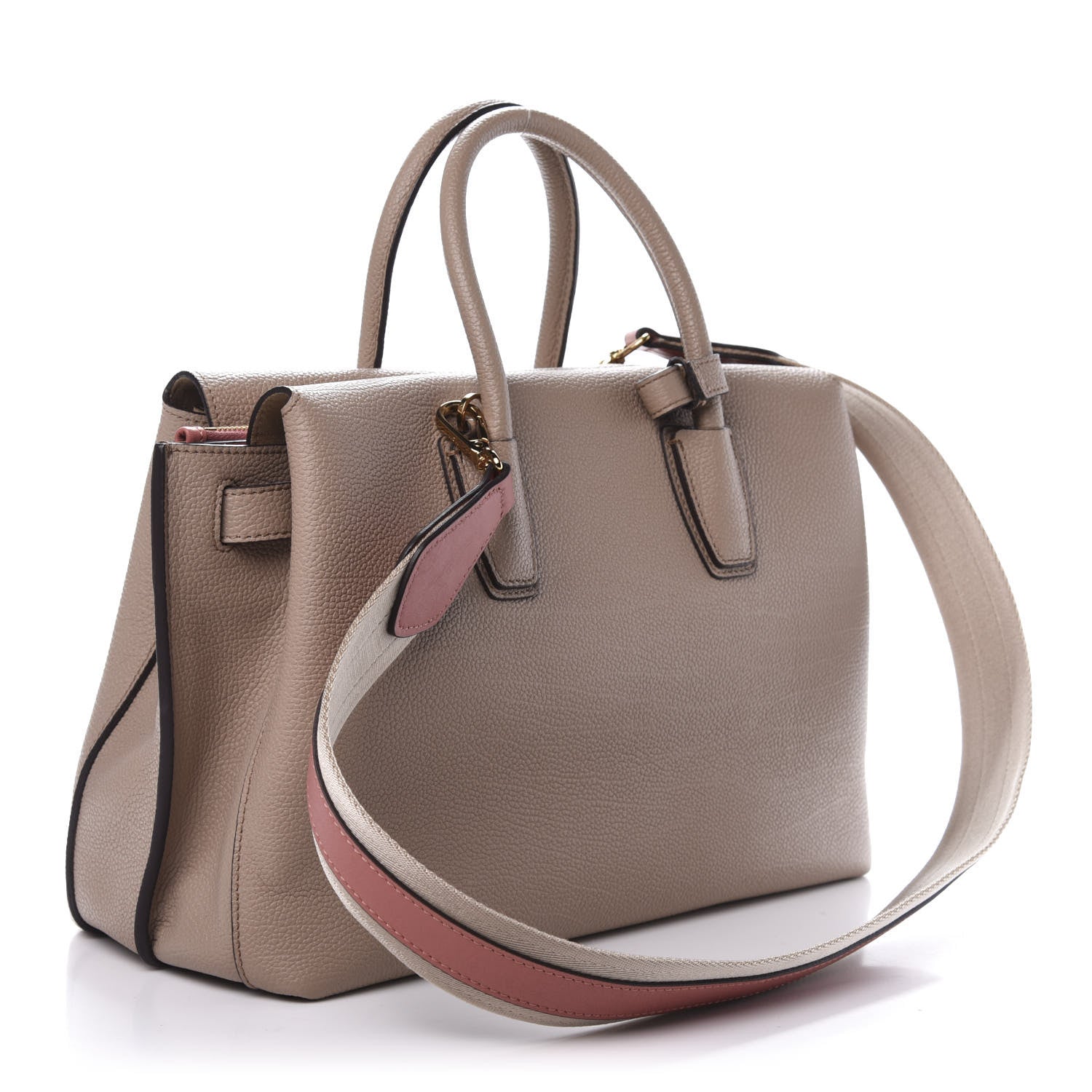 MCM Grained Calfskin Medium Milla Tote Taupe Pink 3 of 11