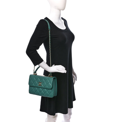 Chanel Lambskin Quilted Small Trendy CC Flap Dual Handle Bag Green 2 of 8