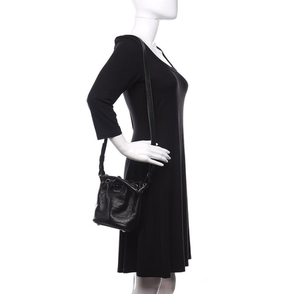 Saint Laurent Calfskin Crocodile Embossed Small Emmanuelle Bucket Bag Black 3 of 11