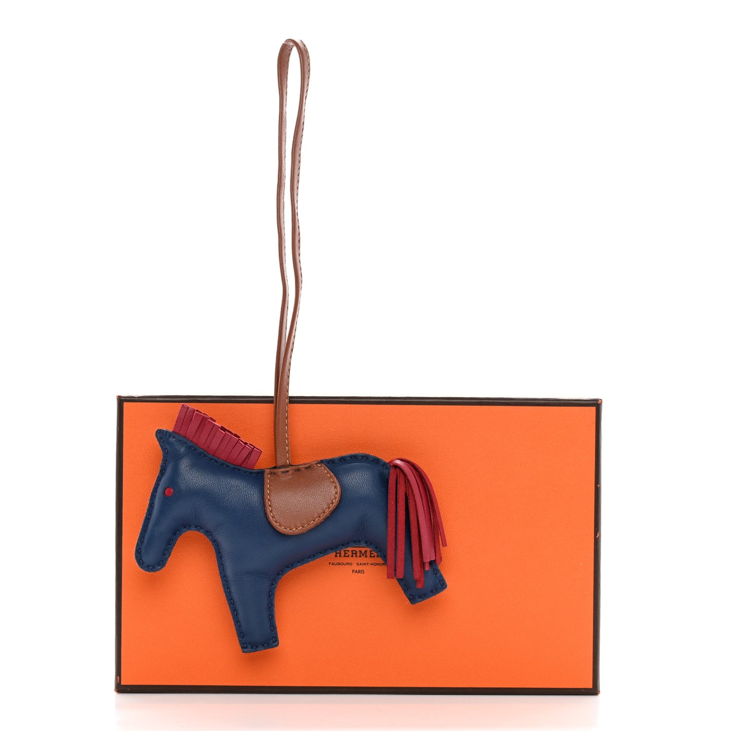 Milo Lambskin Grigri Rodeo Horse Bag Charm MM Bleu De Malte Rubis Fauve