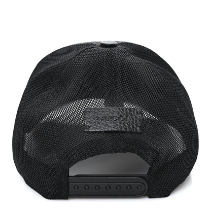 Gucci Nylon Light Mesh Dollar Calfskin GG Monogram Baseball Hat M Black 5 of 8
