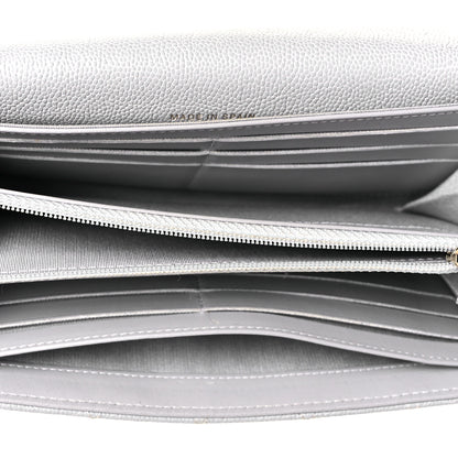 Chanel Caviar Quilted Large Boy Gusset Flap Wallet Grey 5 of 11