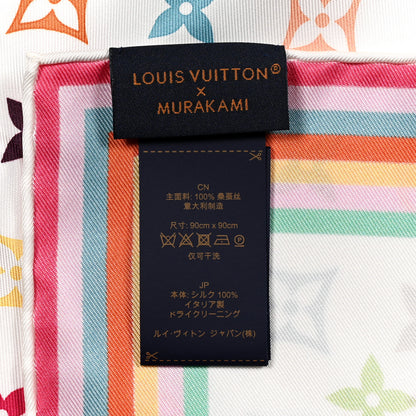 Louis Vuitton LV X TM Silk Monogram Multicolor Square Scarf 90 White 2 of 3