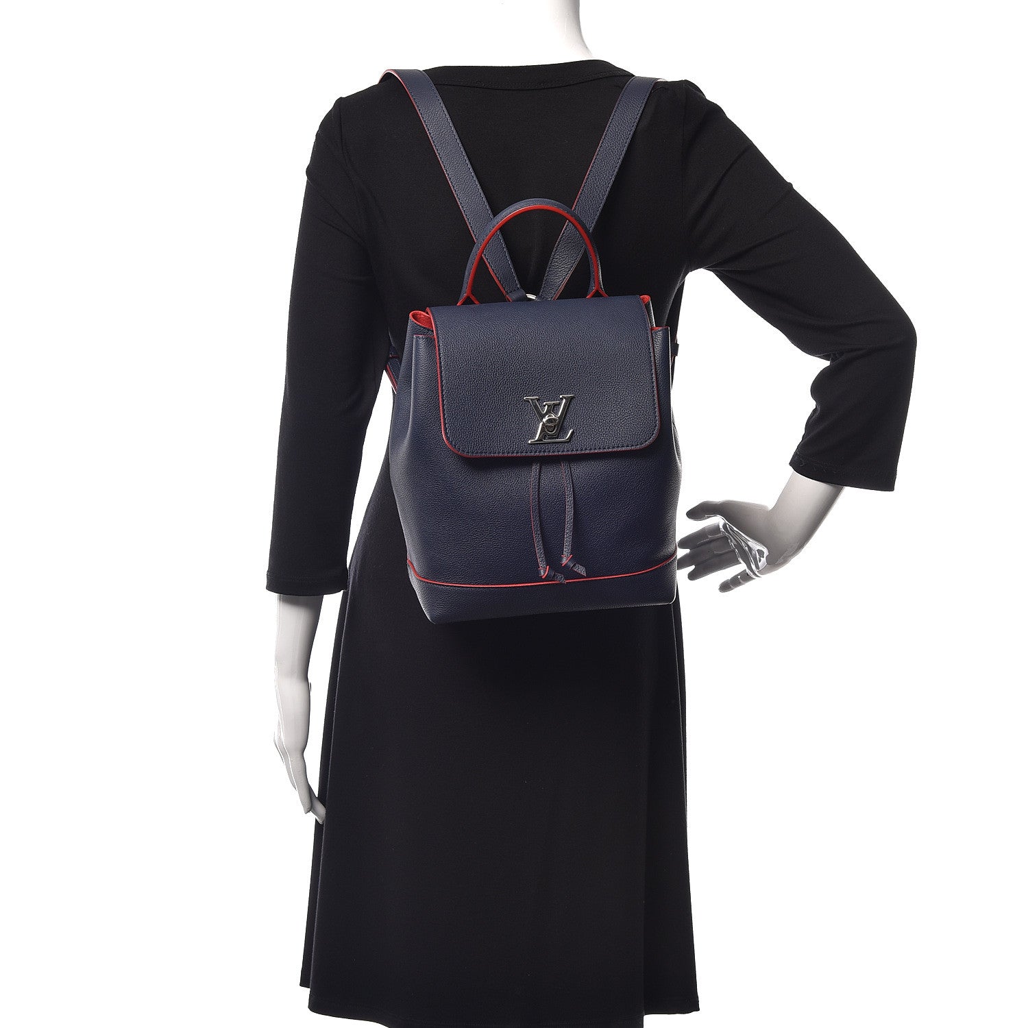 Louis Vuitton Soft Calfskin Lockme Backpack Marine Rouge 2 of 13