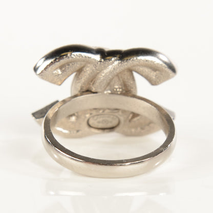 Chanel Crystal Double CC Ring 6.25 Light Gold 3 of 4