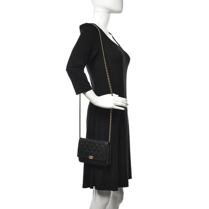 Chanel Caviar Quilted Boy Wallet On Chain WOC Black 2 of 12