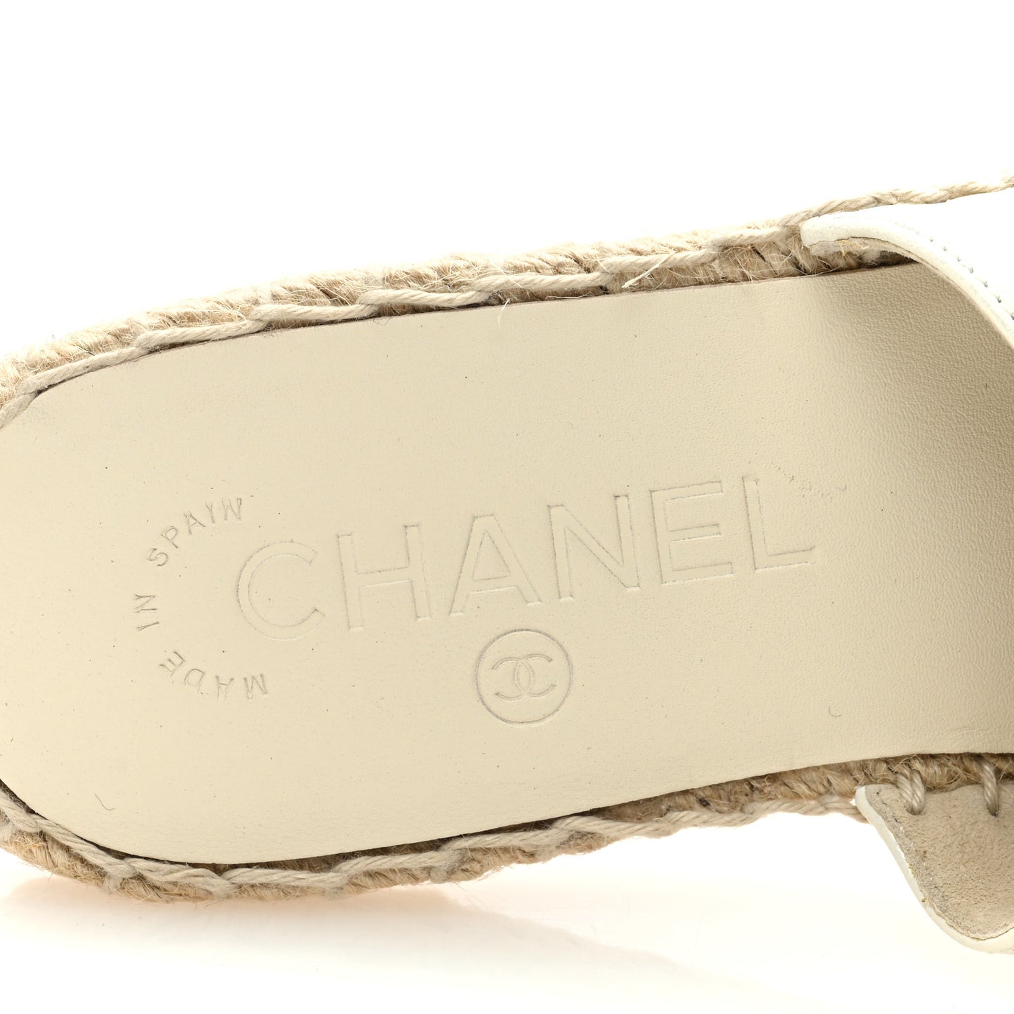 Iridescent Goatskin CC Espadrille Mules 36 Ivory Black