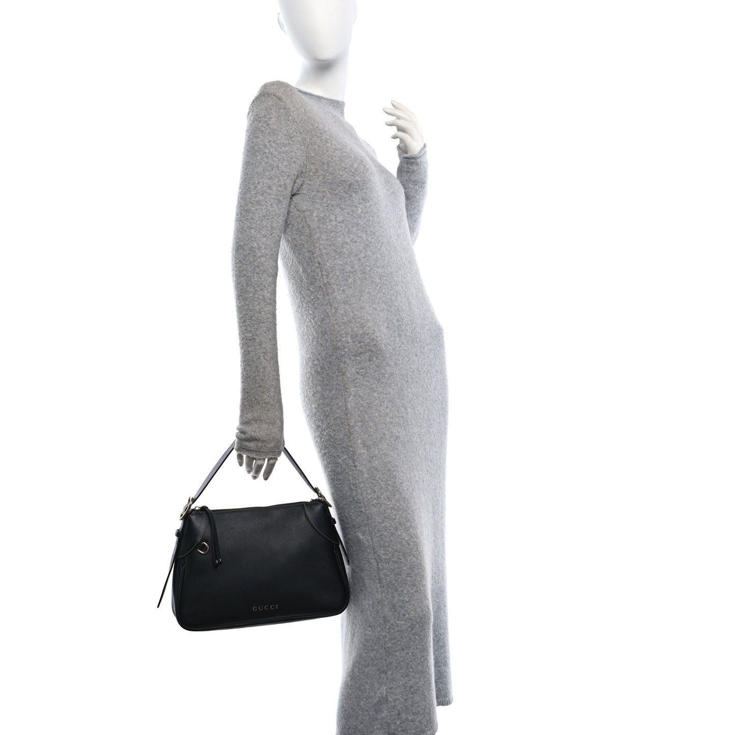 Calfskin Medium Emblem Shoulder Bag Black