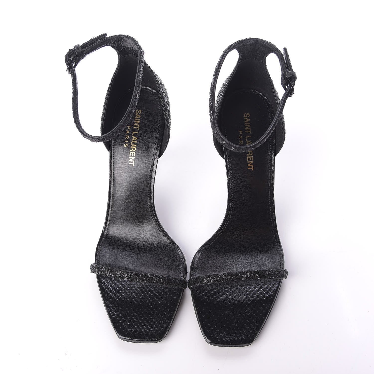 Saint Laurent Glitter Opyum Sandals 38 Black 8 of 11